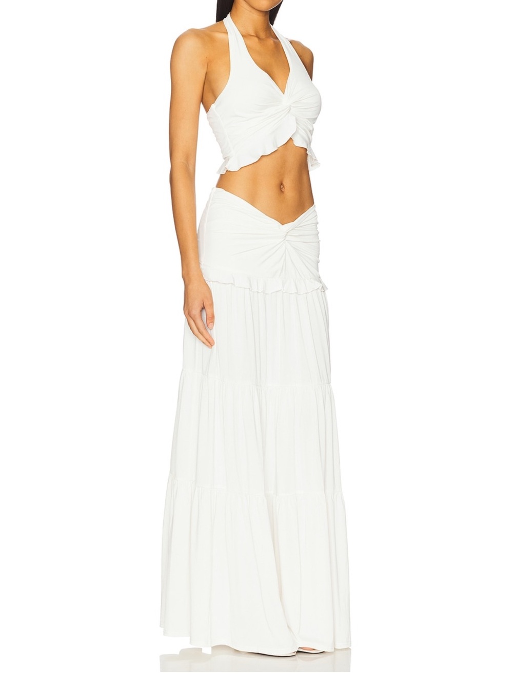 Noelle Maxi Skirt Set in White - Picture 2 of 10